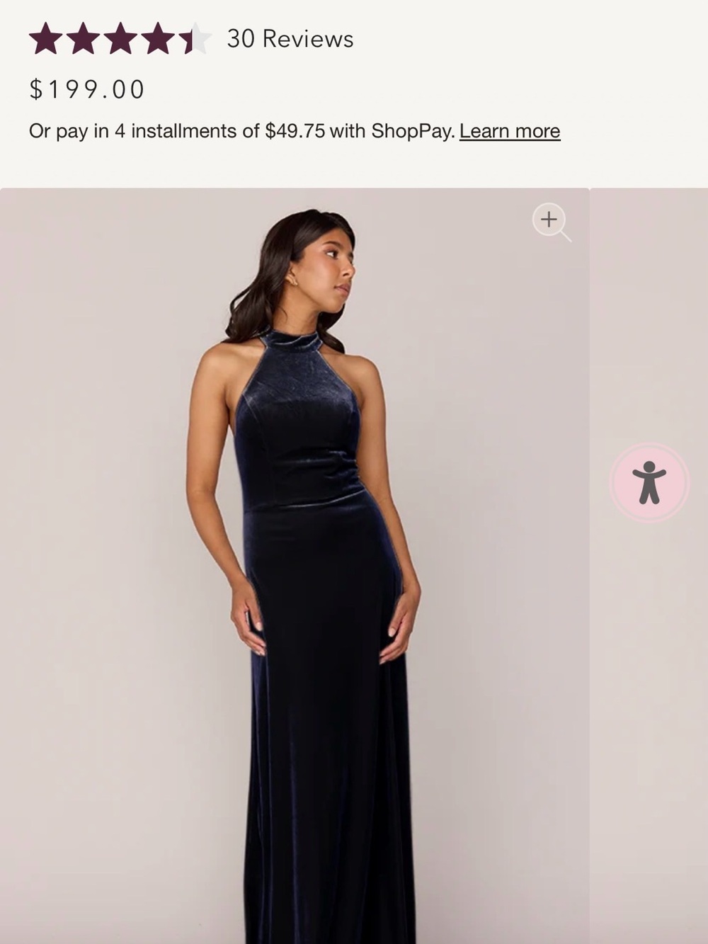 Revelry Midnight Navy Velvet Halter Maxi Dress - Picture 1 of 3